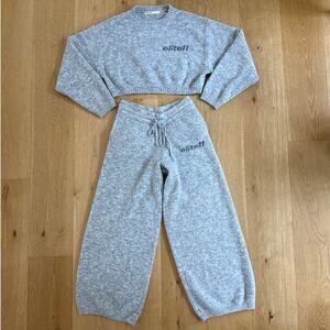 Elite Eleven Knit Crew Neck Sweater & Wide Leg Pants Size S & XS Gray